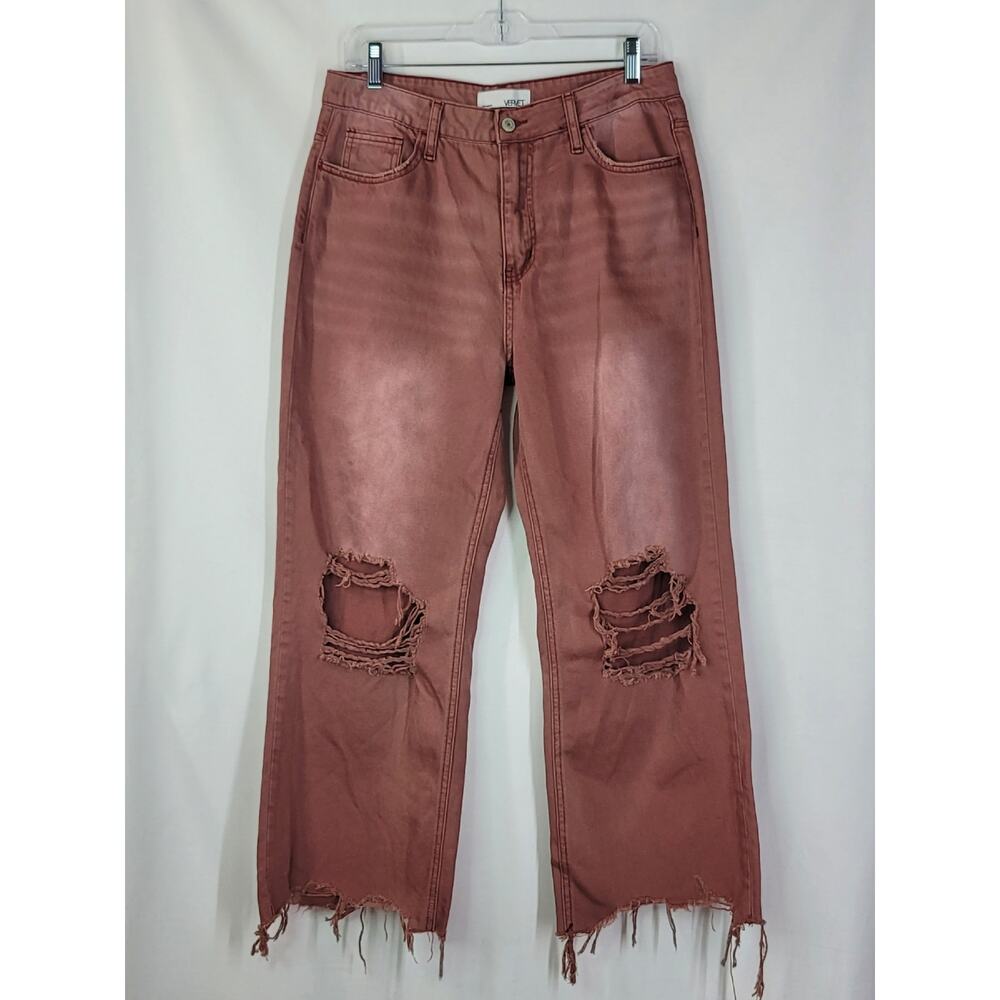 Rust VERVET Leslie 90s Vintage Flare Distressed High Rise Crop Jeans Size 29 - Picture 2 of 10